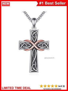 Celtic Cross Necklace 925 Sterling Silver Irish Cross Pendant Jewelry